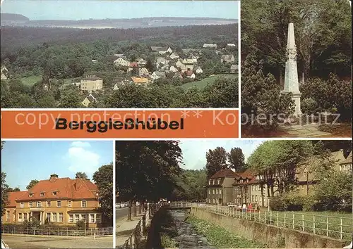 Berggiesshuebel Ortsansicht Postmeilensaeule Kurhaus Partie an der Gottleuba Kat. Bad Gottleuba Berggiesshuebel