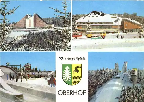 Oberhof Thueringen Interhotel Panorama Grossgaststaette Oberer Hof Rennschlittenbahn Skispringen Sprungschanze Kat. Oberhof Thueringen