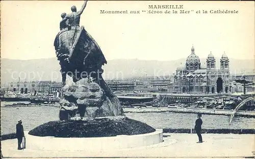 Marseille Monument aux Heros de la Mer et la Cathedrale Kat. Marseille