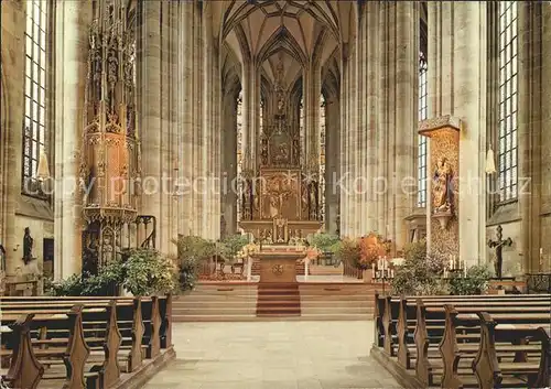 Dinkelsbuehl St Georgs Kirche Seitenschiff mit Hochaltar Kat. Dinkelsbuehl