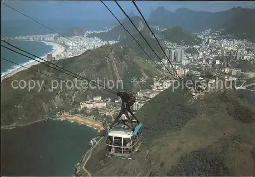 Rio de Janeiro Panoramic view with the cable car of Pao de Acucar Rock Kat. Rio de Janeiro