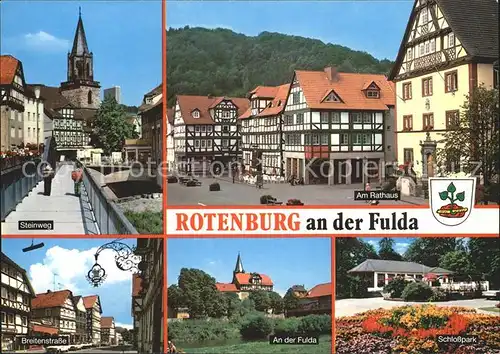 Rotenburg Fulda Steinweg Rathaus Breitenstrasse Kirche Schlosspark Kat. Rotenburg a.d. Fulda