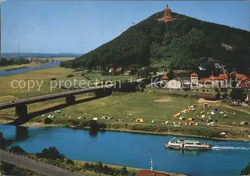 Porta Westfalica mit Jakobsberg Weser Zeltplatz Wittekindsberg Kaiser Wilhelm Denkmal Kat. Porta Westfalica