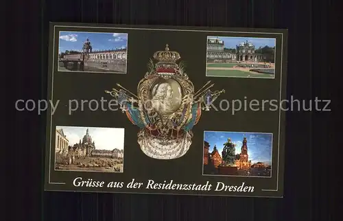 Dresden Obeliscus Augustalis Kronentor des Zwingers Frauenkirche Hofkirche Kat. Dresden Elbe