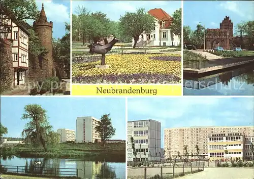 Neubrandenburg Wiekhaus und Moenchenturm Treptower Tor Schwanenteich Erich Weinert Oberschule  Kat. Neubrandenburg