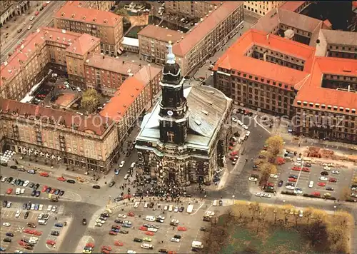 Dresden Kreuzkirche Fliegeraufnahme Kat. Dresden Elbe