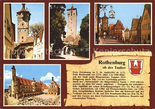 Rothenburg Tauber Klingentor Altes Burgtor mit Turm Ploenlein Rathaus Ratsherren Trinkstube Kat. Rothenburg ob der Tauber