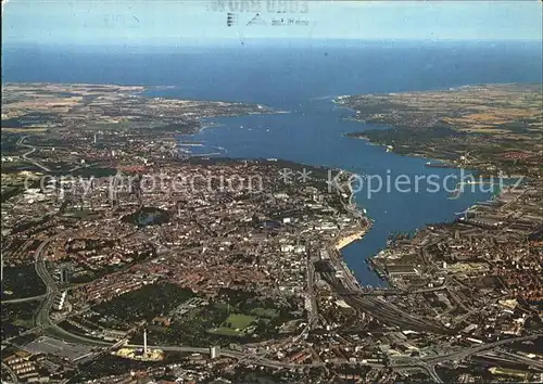 Kiel Stadt und Foerde mit Ostsee Fliegeraufnahme Kat. Kiel