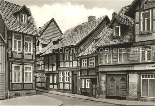 Wernigerode Harz Alte Fachwerkbauten mit kleinstem Haus Kat. Wernigerode