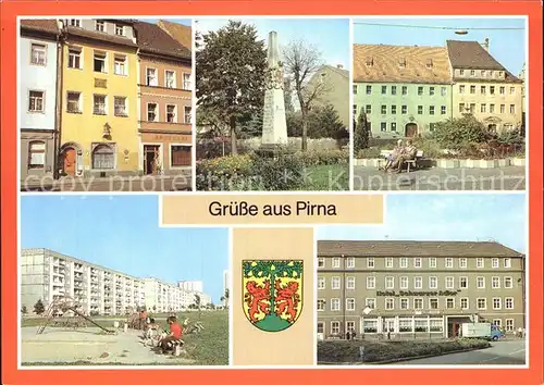 Pirna Haus des Th Jacobaer Postmeilensaeule Markt Sonnenstein Hotel Schwarzer Adler Kat. Pirna