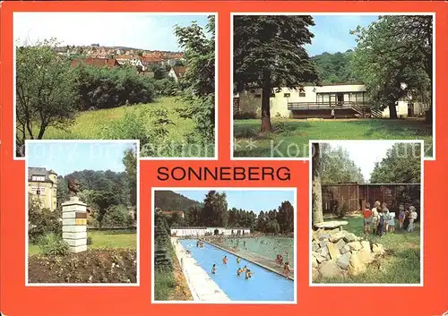 Sonneberg Thueringen Teilansicht Parkcafe Stadtpark Freibad Baxenteich Tiergehege Kat. Sonneberg