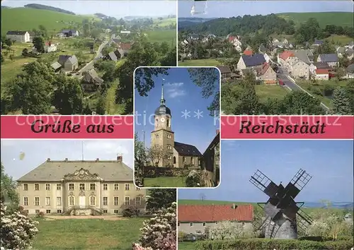 Reichstaedt Dippoldiswalde Teilansichten Schloss Kirche Windmuehle Technisches Denkmal Kat. Dippoldiswalde