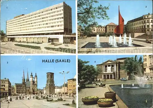 Halle Saale Interhotel Stadt Halle Hansering Fahnenmonument Markt Theater des Friedens Kat. Halle