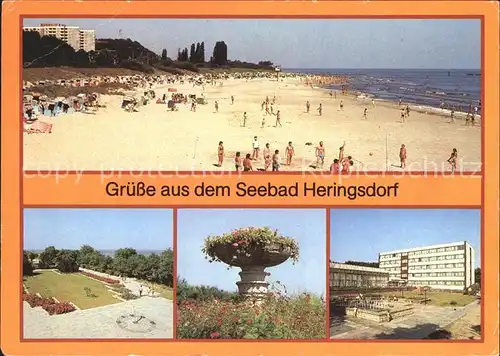 Heringsdorf Ostseebad Usedom FDGB Erholungsheim Erich Weinert Strand Promenade Sonnenuhr Blumenschale Kat. Heringsdorf