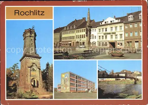 Rochlitz Sachsen Aussichtsturm Rochlitzer Berg Platz der Befreiung Oberschule Mulde Haengebruecke Kat. Rochlitz