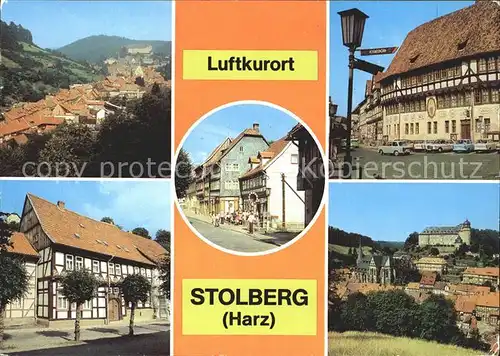 Stolberg Harz Teilansicht Rathaus Rittergasse FDGB Erholungsheim Fachwerkhaus Reicher Winkel Schloss Kat. Stolberg Harz