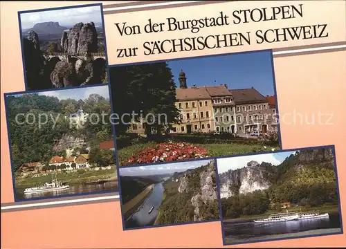 Stolpen Burgstadt Basteibruecke Faehre Rathen Elbtal Felsenlandschaft Elbsandsteingebirge Kat. Stolpen