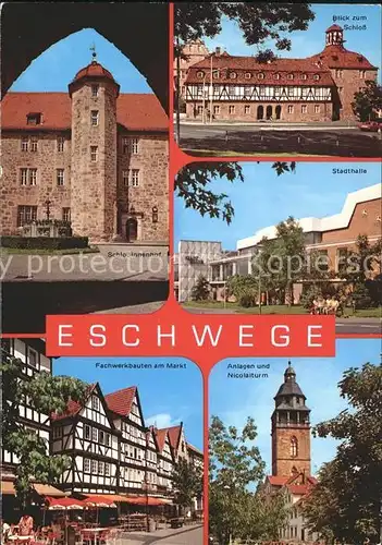 Eschwege Schloss Stadthalle Fachwerkbauten Markt Nicolaiturm Kat. Eschwege