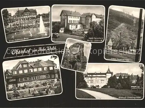 Oberhof Thueringen Ernst Thaelmann Haus FDGB Ferienheim Schweizer Huette Glueckauf Erholungsheim Gedenkstein Kat. Oberhof Thueringen