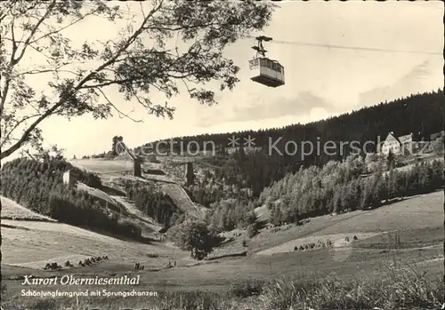 Oberwiesenthal Erzgebirge Schoenfungferngrund mit Sprungschanzen Kabinenbahn Bergbahn Kat. Oberwiesenthal