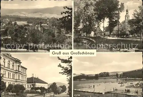 Grossschoenau Sachsen Panorama Blick vom Hutberg Partie an der Mandau Schule Volksbad Kat. Grossschoenau Sachsen