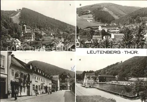 Leutenberg Thueringen Ortsansicht mit Kirche Ernst Thaelmann Oberschule Hauptstrasse Freibad Kat. Leutenberg