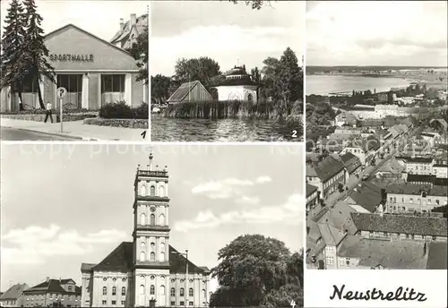 Neustrelitz Sporthalle Zierker See Teilansicht Stadtkirche Kat. Neustrelitz