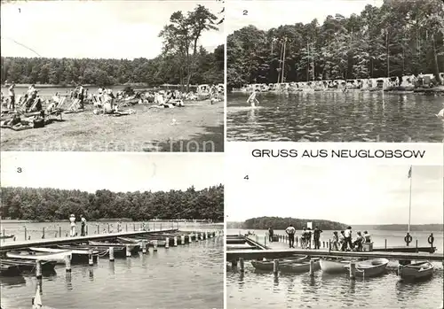 Neuglobsow Badestrand Stechlinsee Bootssteg Kat. Stechlin