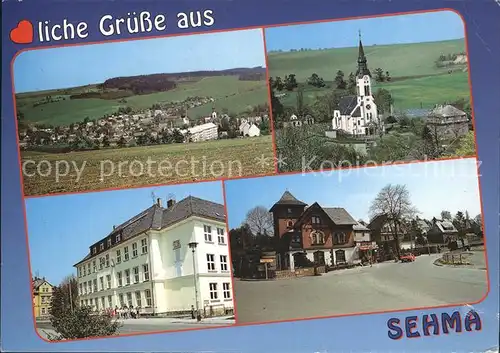 Sehma Teilansicht Kirche Schule Karlsbader Strasse Kat. Sehmatal