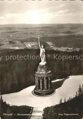 Detmold Hermannsdenkmal Fliegeraufnahme Kat. Detmold