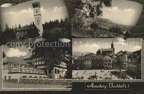 Annaberg Buchholz Erzgebirge Marktplatz Turm HO Gaststaette  Kat. Annaberg