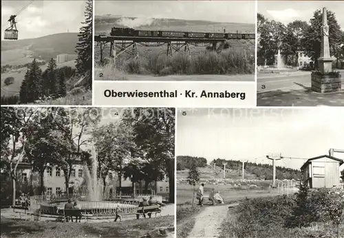 Oberwiesenthal Erzgebirge Keilberg Schmalspurbahn Cranzahl Postmeilensaeule Springbrunnen  Kat. Oberwiesenthal