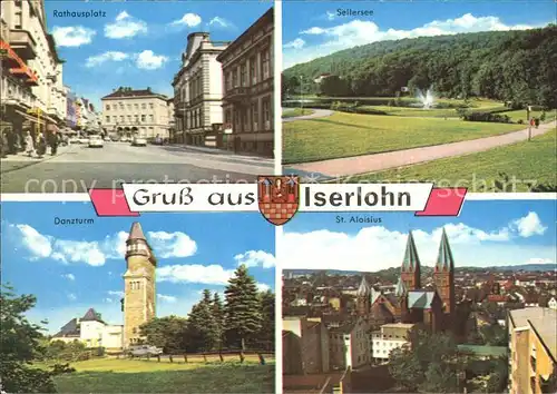 Iserlohn Danzturm Rathausplatz Seilersee St. Aloisius  Kat. Iserlohn