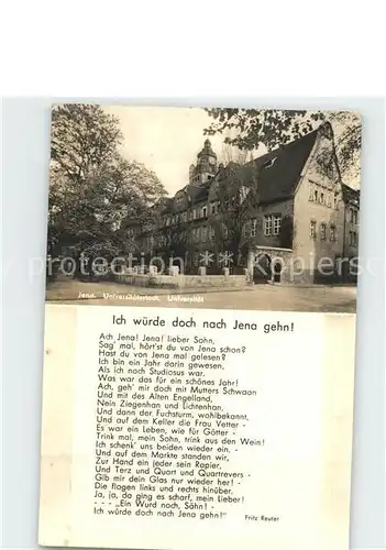 Jena Universitaet mit Gedicht von Fritz Reuter Kat. Jena