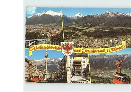 Innsbruck Fliegeraufnahme Maria Theresien Strasse Goldenes Dachl Patscherkofel Bergbahn Kat. Innsbruck