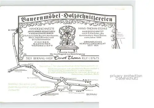 Bernau Schwarzwald Bauernmoebel Holzschnitzereien Ernst Thoma  Kat. Bernau im Schwarzwald