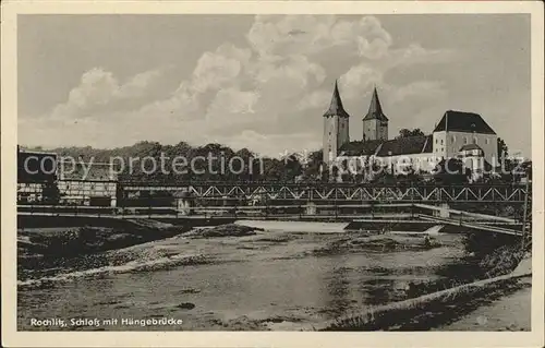 Rochlitz Sachsen Schloss mit Haengebruecke Kat. Rochlitz