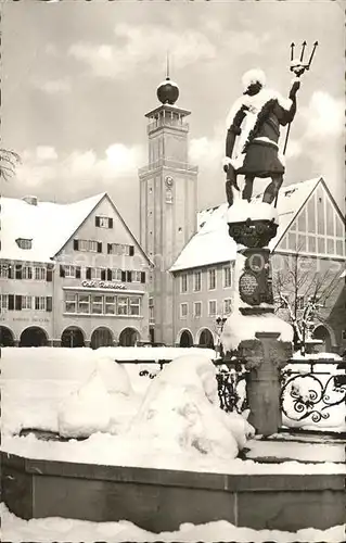 Freudenstadt Neptunbrunnen mit Rathaus Kat. Freudenstadt