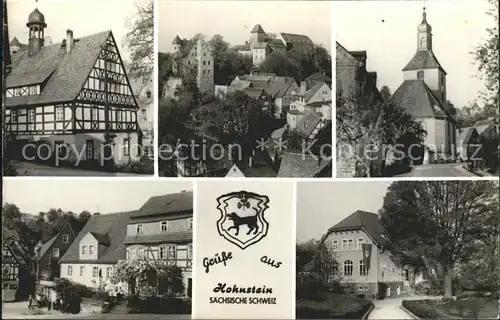 Hohnstein Saechsische Schweiz Fachwerkhaus Schloss Kirche Kat. Hohnstein