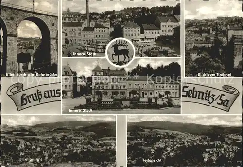 Sebnitz Bahnbruecke Innere Stadt Blick vom Koechel Teilansichten Kat. Sebnitz