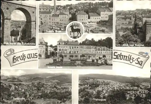 Sebnitz Bahnbruecke Innere Stadt Blick vom Knoechel Teilansichten Kat. Sebnitz