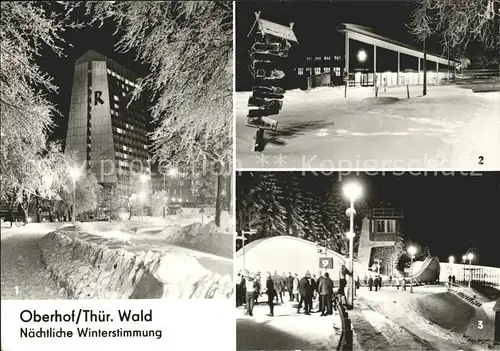 Oberhof Thueringen FDGB Erholungsheim Rennsteig Grossgaststaette Oberer Hof Rennschlittenbahn Kat. Oberhof Thueringen