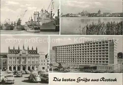 Rostock Mecklenburg Vorpommern Hafenpartie Skyline Rathaus Interhotel Warnow Kat. Rostock