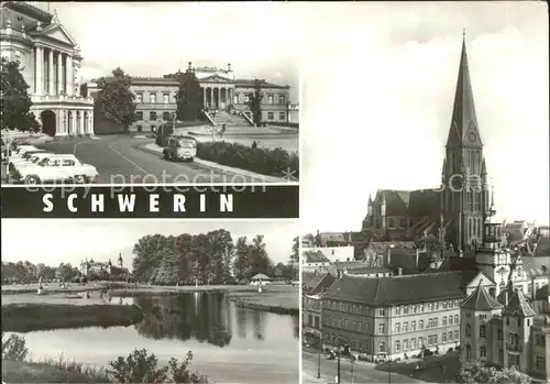 Schwerin Mecklenburg Staatstheater und Staatl Museum Schlosspark Dom Kat. Schwerin