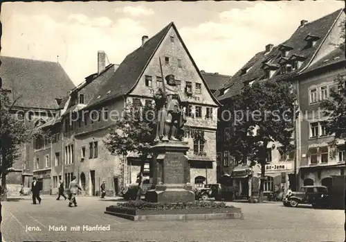 Jena Markt mit Hanfried Denkmal Kat. Jena