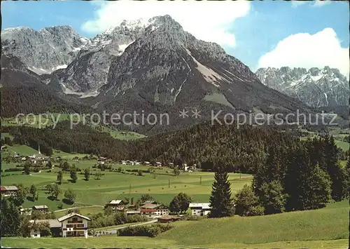 Scheffau Wilden Kaiser mit Treffauer und Toerlspitzen Kat. Scheffau am Wilden Kaiser