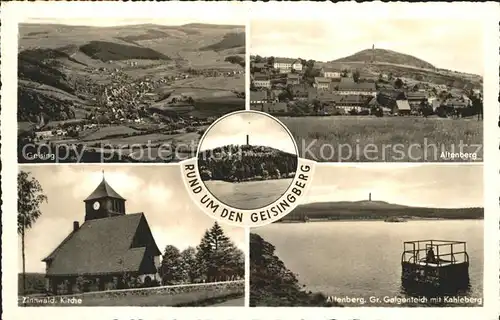 Geising Erzgebirge Altenberg Geising Zinnwald. Kirche Altenberg. Gr. Galgenteich mit Kahleberg Kat. Geising Osterzgebirge