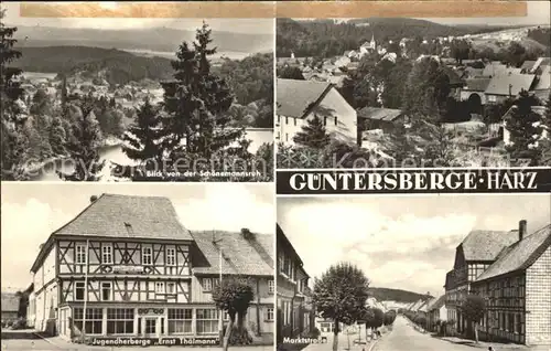 Guentersberge Harz Blick von der Schoenemannsruh Jugendherberge Ernst Thalmann Marktstrasse Kat. Guentersberge