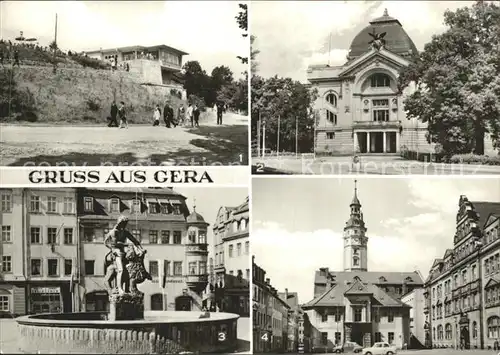 Gera Simsonbrunnen Theater Rathaus am Kornmarkt  Kat. Gera