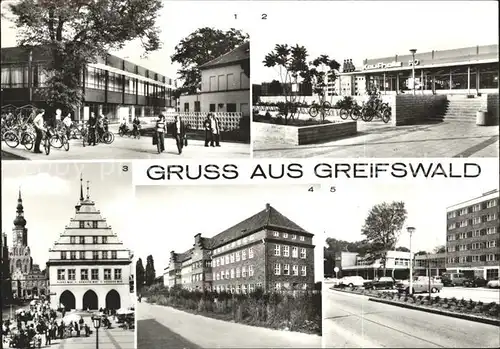 Greifswald Mecklenburg Vorpommern Neue Mensa HO Kaufhalle Ernst Thaelmann Ring Rathaus Ernst Moritz Arndt Universitaet Hotel Bodenhus Kat. Greifswald